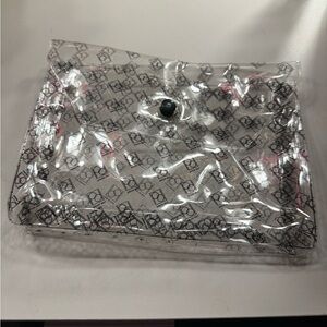 Clear Designer Cosmetic Bag with Black Button